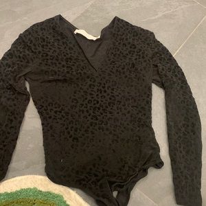 Revolve ASTR black cheeta bodysuit